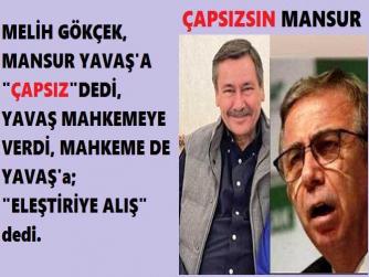 MELİH GÖKÇEK; MANSUR YAVAŞ’A; “ÇAPSIZ” SIN dedi. YAVAŞ, MAHKEMEYE VERDİ. MAHKEME; GÖKÇEK’e BERAAT KARARI VERDİ