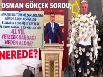OSMAN GÖKÇEK : “ANKARA BÜYÜKŞEHİR BELEDİYESİ’nde; ‘MEZARLIK VURGUNLARI’ TAM GAZ. 159 MİLYON LİRAYA ALINAN 45 MİLYON ADET KARTON BARDAKLAR ve 200 TON ÇÖP POŞETLERİ NEREDE?”