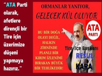 ATA PARTİ, TİRE'DE OLUŞACAK AFET OLAYLARINA KARŞI HALKI EĞİTİMDE ÖNCÜLÜK ETTİ