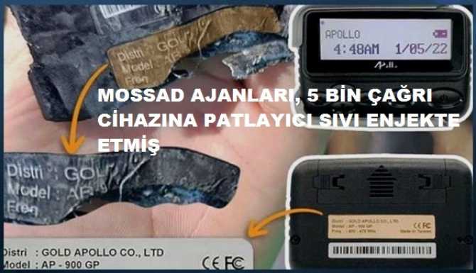 HİZBULLAH; TAYVAN MERKEZLİ BİR FİRMADAN 5 BİN ÇAĞRI CİHAZI ALDI. MOSSAD, BU ÇAĞRI CİHAZLARINA PATLAYABİLEN YAĞLI SIVI ENJEKTE ETTİ VE İLK DENEMESİNİ SUİKAST İLE YAPTI