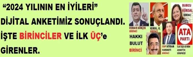  “2024 YILININ EN İYİLERİ” DİJİTAL ANKETİMİZ SONUÇLANDI. İŞTE BİRİNCİLER VE İLK ÜÇ’e GİRENLER.