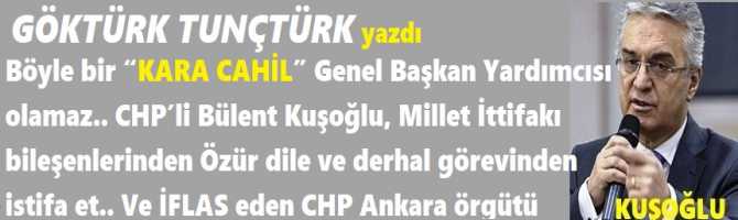 Böyle bir “KARA CAHİL” Genel Başkan Yardımcısı olamaz.. CHP’li Bülent Kuşoğlu, Millet İttifakı bileşenlerinden Özür dile ve derhal görevinden istifa et.. Ve İFLAS eden CHP Ankara örgütü