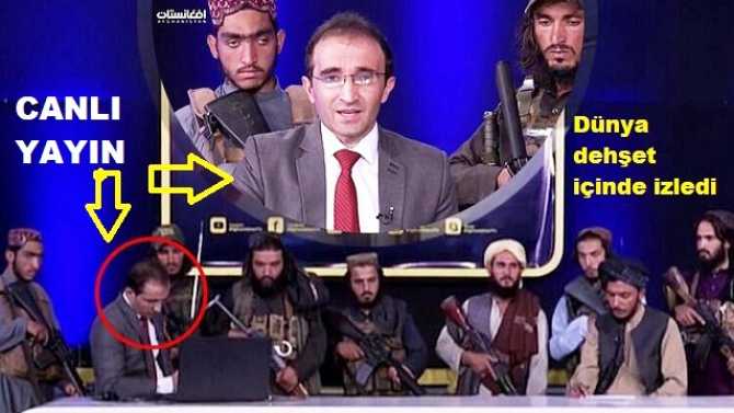 Dünya dehşet içinde izledi.. Silahlı Taliban militanları bir televizyon kanalının canlı yayın stüdyosuna girdi. Sunucuya zorla propagandalarını yaptırdılar