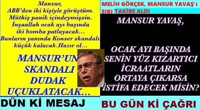 ÇOK İDDİALI KONUŞAN MELİH GÖKÇEK, “MANSUR’un SKANDALI” dediği OLAYDA, BU KEZ SUÇTA İPUCU VERDİ; “YÜZ KIZARTICI İCRAATLAR”. Ve “İSTİFA EDECEK MİSİN MANSUR?” SORUSUNU İLETTİ