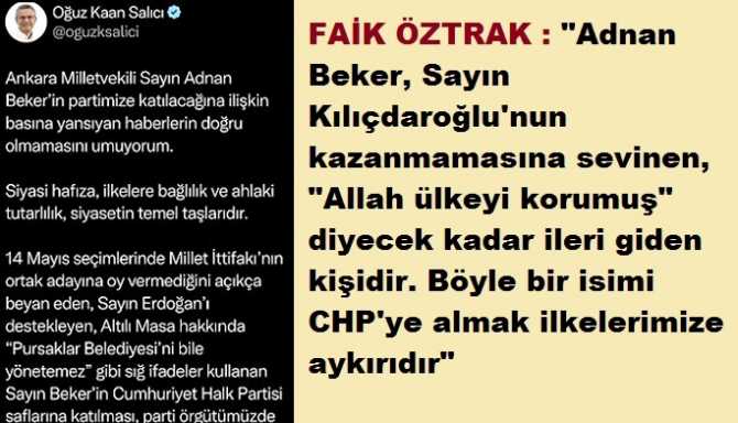 CHP'de; ADNAN BEKER'in PARTİYE ALINACAĞI İDDİALARINA İSYAN : 