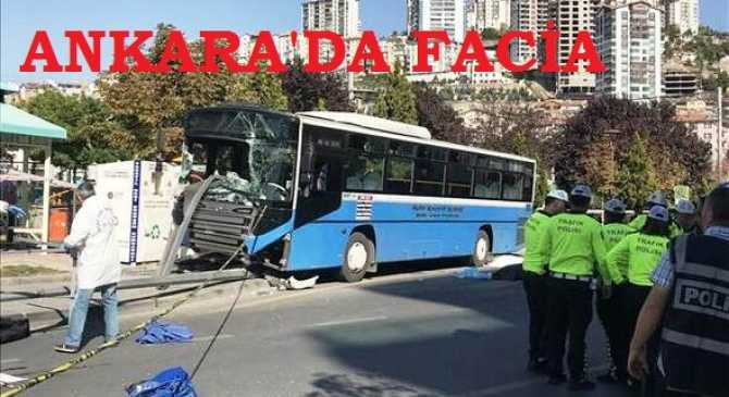 Ankara'da Halk Otobüs faciası.. Otobüs durağa girdi.. 3 ölü ve yaralılar var 