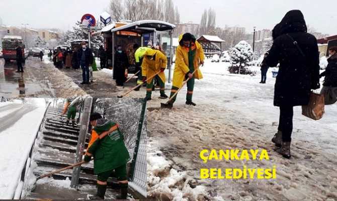 ÇANKAYA Belediyesi ekipleri, ana yolları ve ara sokakları kardan temizledi